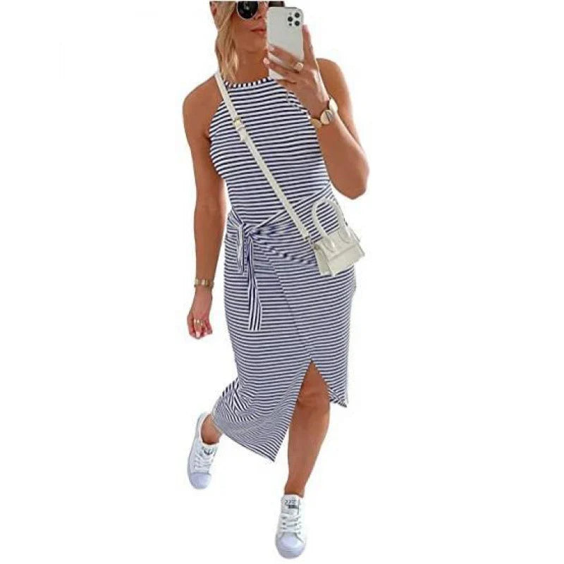 😊Casual Sleeveless Striped Midi Dresses