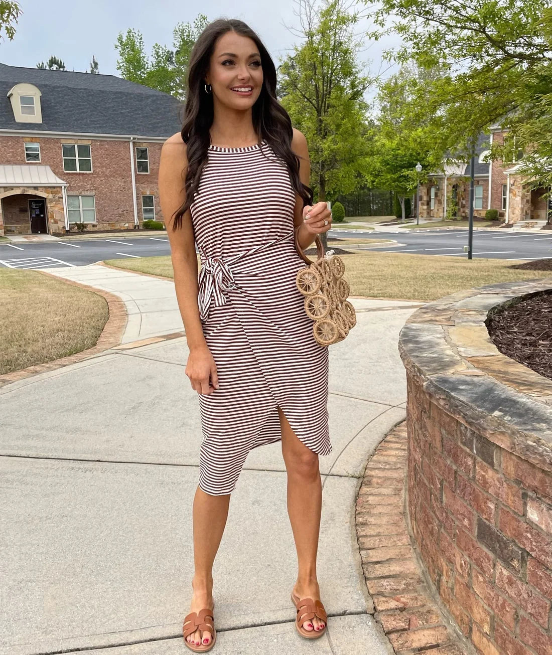 😊Casual Sleeveless Striped Midi Dresses